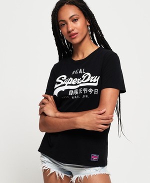 Superdry Vintage Logo Duo Női Pólók Fekete | XYCAR6124